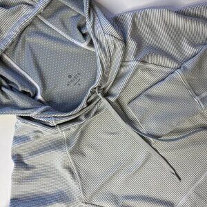 Athleta Small Gray Hoodie Sweatshirt Athletic Cowl Neck Pocket Stretch Yoga